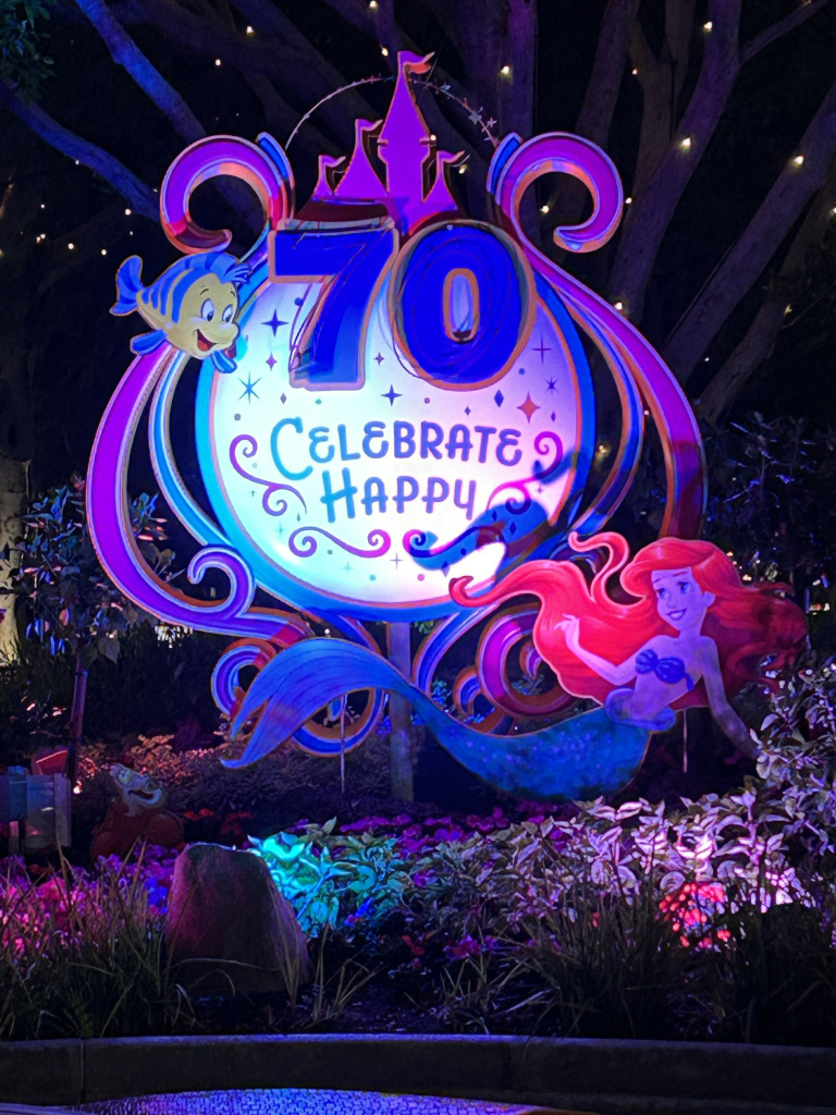 A Little Mermaid themed sign for Disney's 70th Anniversary.