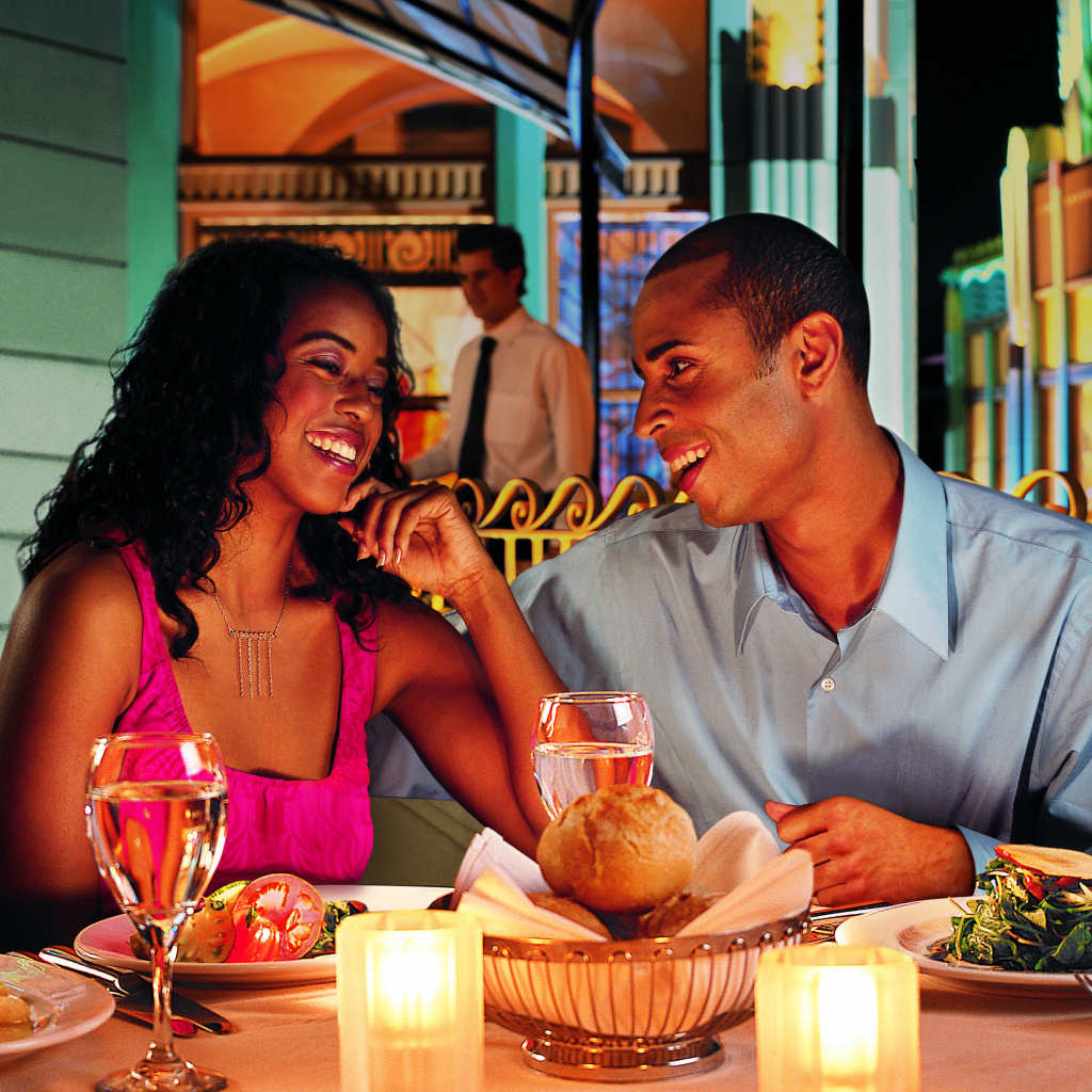 couple having a date night in the Downtown Disney® District